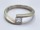 Beautiful Vintage Sterling Silver & White Topaz Kit Heath Ring Size M 1/2