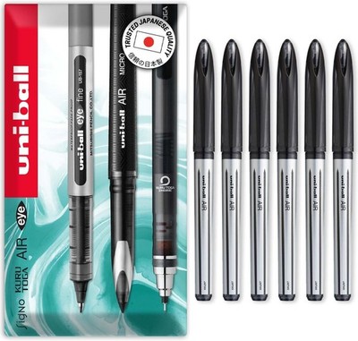 Uni-Ball AIR - 0.7mm Medium Rollerball - 6 Pack - Black - UBA-188-L