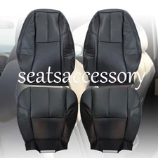 For 2007- 2014 Chevy Silverado Tahoe Driver Passenger Leather Seat Cover Black