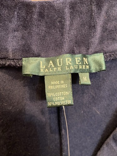 Women's Ralph Lauren Navy Blue Velour Velvet Casual Pants Size Medium - Picture 3 of 6