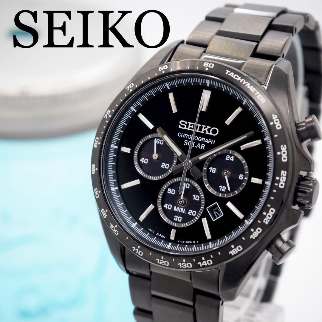 SEIKO LIMITED EDITION V175-0FA0 クロノ ソーラー SEIKO Chronograph V175-0FA0 Solar Men's Watch Blue Dial