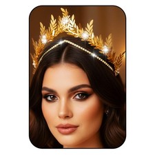 CLOACE Leaf Crown and Tiara Gold Rhinestone Crowns 1 Count Pack of 1 ,