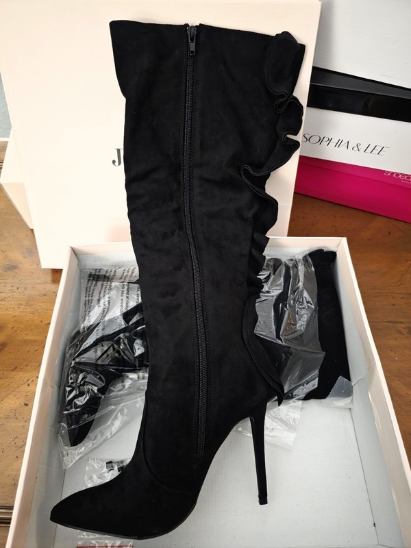 Just Fab Heeled Boots Norelle Black Sz 8.5