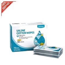 Individually Wrapped Sterile Saline Wipes - 70 Count for Family  Personal Care