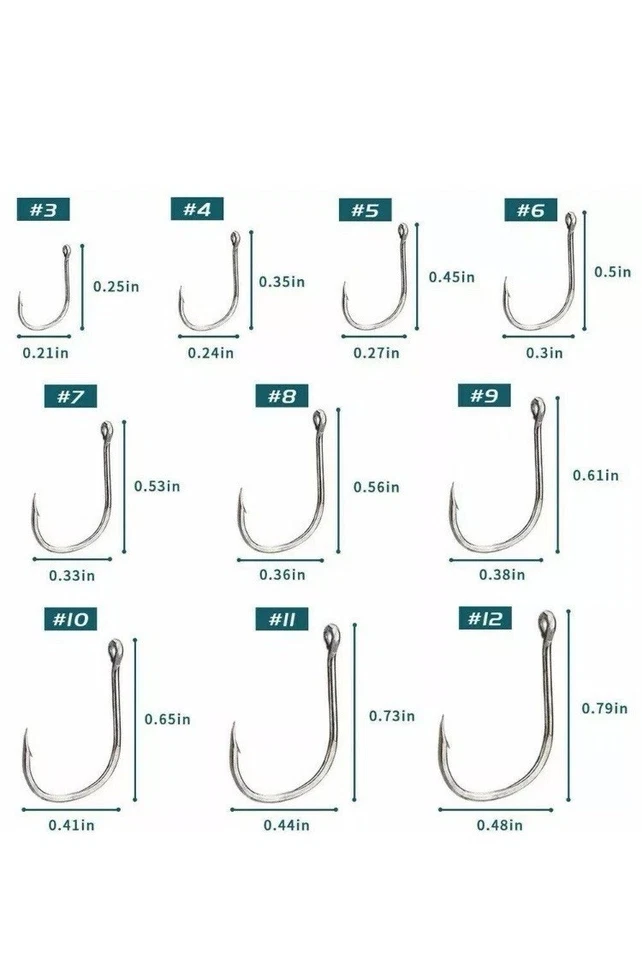 Рыболовный крючок лот из 500 шт. 10 размеров рыболовный черный заточенный с качественным комплектом коробки - Изображение 4 из 4