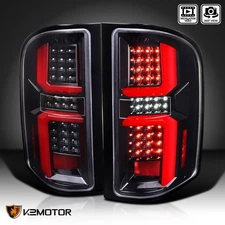Jet Black Fits 2007-2013 Chevy Silverado 1500 2500 3500HD LED Bars Tail Lights
