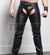 Leder Party Chaps Bondage Unisex Maßanfertigung Festival Gay Clubwear Chaps schwarz