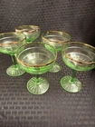 Uranium GREEN DEPRESSION Gold Rim Champagne Glasses Coupe - 5 Total Great Shape
