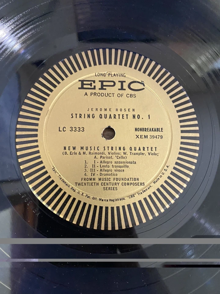 NEW MUSIC STRING QUARTET / JEROME ROSEN - ILKAN USMANBAS / EPIC LC 3333 LP - EX - Image 3 of 4