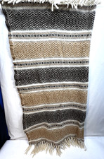 EUC Southwest-inspired all wool 40 X80 throw/lap blanket in browns/tans/cream