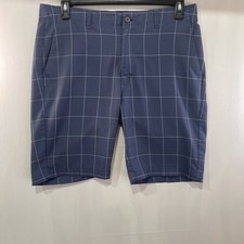 Pebble Beach Mens Shorts Sz34 Dry-Luxe Performance Golf Blue Checkered Stretch