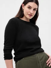 GAP Crewneck Merino Wool Tunic Sweater Black Split Side Hem Size Small RT$70 NWT