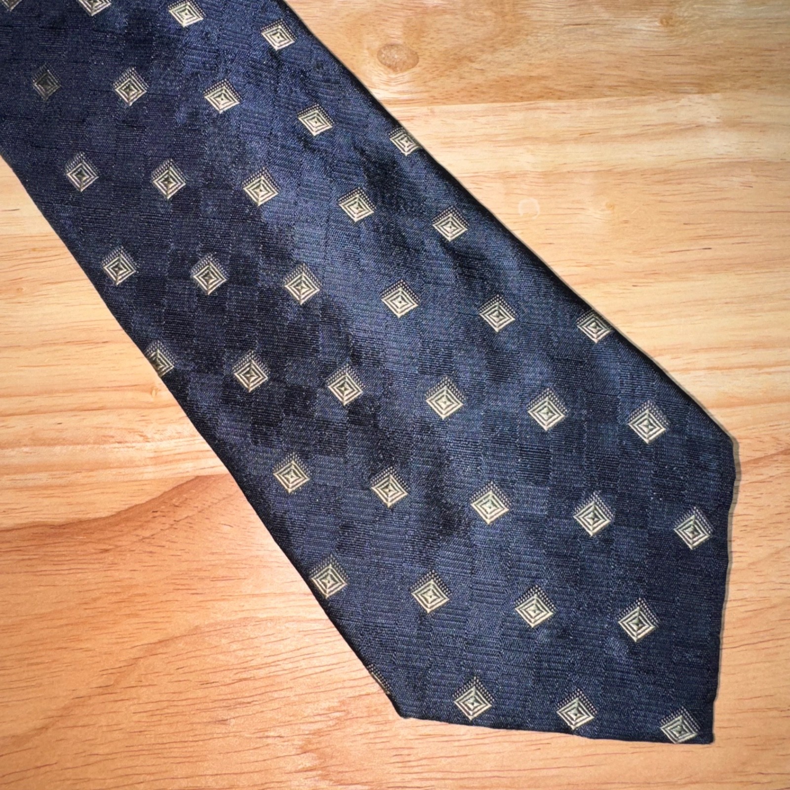 Robert Talbott Studio Blue Geometric Square Print… - image 1