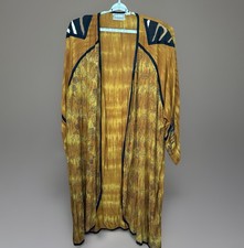 Vintage Molato Kimono Duster Women L Gold Black Tribal Boho Festival Fairy Y2K