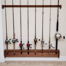 Custom Fishing Rod Rack, Solid Mahogany Wood  22 Rods, 46 Inches
