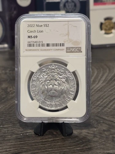 2022 Niue Czech Lion S $2 - 1 oz .999 Ag Silver - NGC MS 69