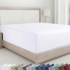 California Design Den Soft 100 Cotton Sateen King Fitted Sheet, White