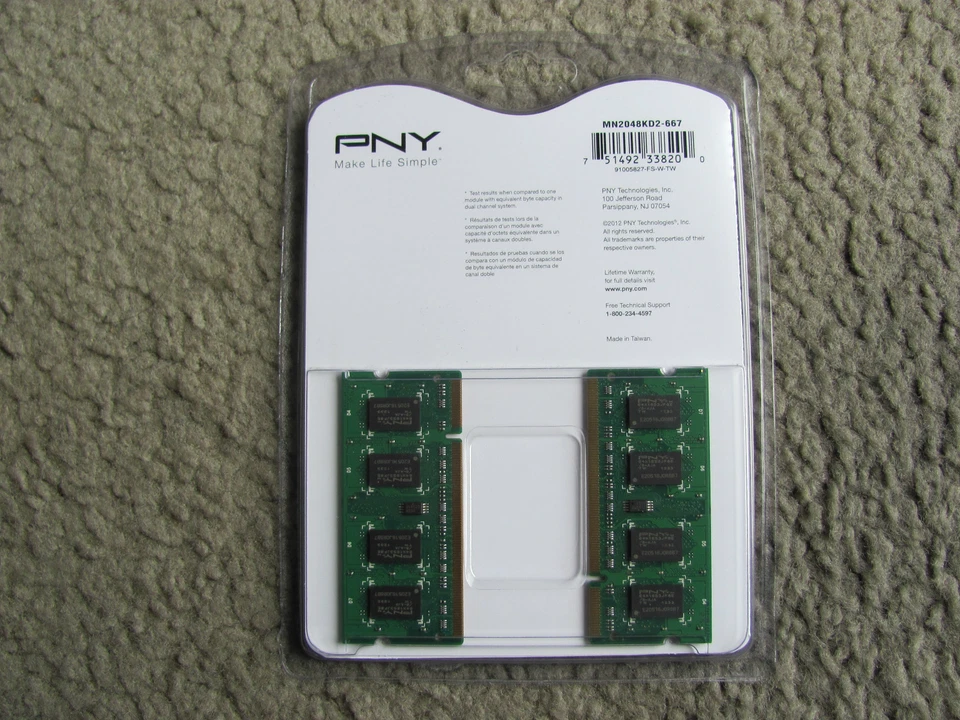 PNY 2GB Kit (2x1GB) PC2-5300 667MHz DDR2 Notebook SODIMMs Memory MN2048KD2-667 - Image 2 of 2
