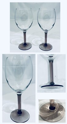 VINTAGE Luminarc Wine Glasses JUMBO 20 oz. PURPLE STEM 2-Piece Set EXCELLENT