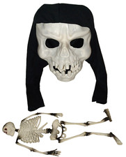 Hew Adult Hooded Skeleton Skull Halloween Mask  Skeleton Decoration Free Ship