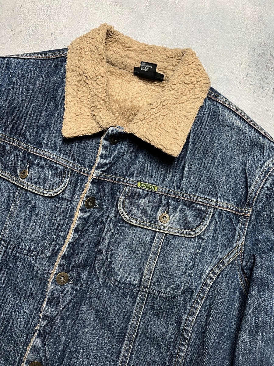 Vintage 00s Archive Diesel Trucker Sherpa Jacket Denim Jeans | eBay