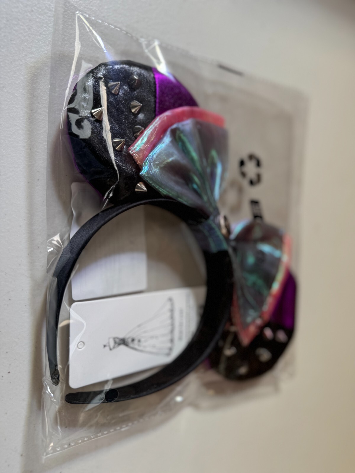 Vatoou Mouse Ears Headband Воw Mickey Ears BNWT Studded Black & Mermaid Blue image 2