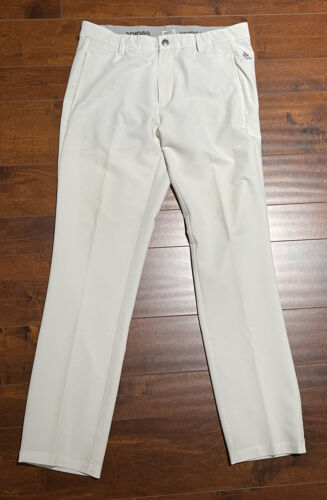 Adidas Golf Pants Trousers Men's Size 32x32 White Flat Front 3 Stripes - Picture 1 of 13