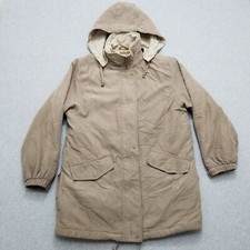 Iz Sport Jacket Womens Medium Brown Parka Full Zip Pockets Hooded