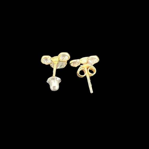 18K Gold Plated Mickey Mouse Head Earrings with Cubic Zirconia – 0.25" x 0.5" - Image 2 of 3