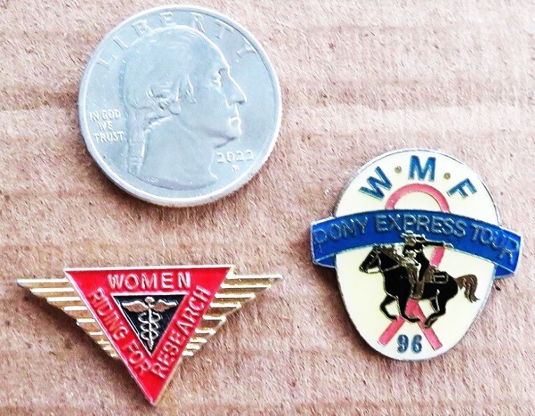 (2) Women's Riding Pinbacks - Late 90's - USA