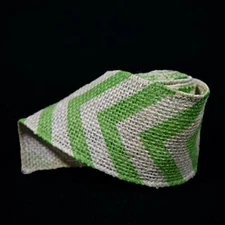 Quasimoon Burlap Fabric Wrap Roll w/ Apple Green Chevron Pattern (2.4 x 6 Ft)...