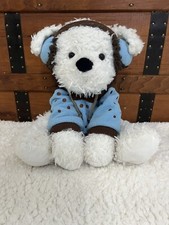 11" Hugfun Winter Puppy Dog Plush Blue Brown Ear Muffs Hoodie Stuffed Animal