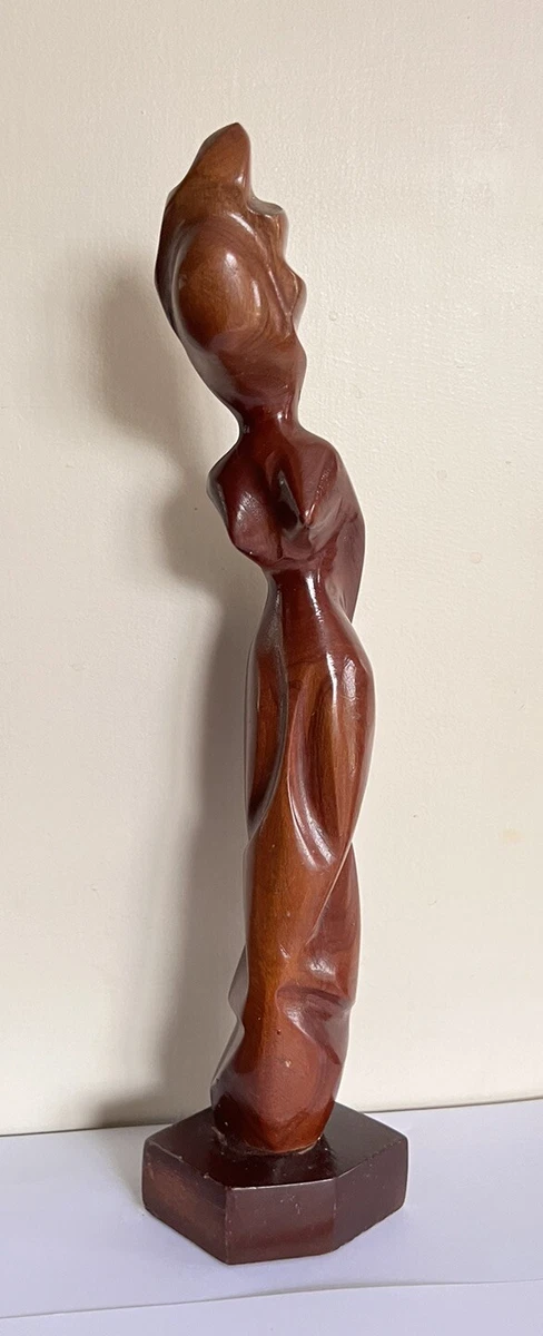 Statue / Sculpture Sirène Nue En Bois Sculpté Monoxyle - Art Asiatique XXème Siècle (période 1940-1960)