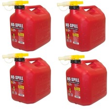 Gas Can 5 Gallon 4 Pack No-Spill Fuel Container Spill Proof Carb EPA Compliant