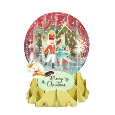 Nutcracker Snow Globe Pop Up Christmas Greeting Card 3D Holiday Card