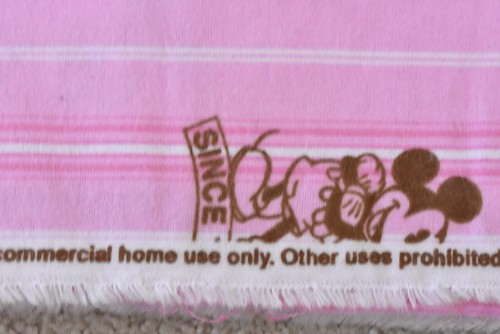 By 1/2 Yd, Brown Mickey Mouse on Pink Striped Flannel, Springs, Disney, E30 - Picture 7 of 8