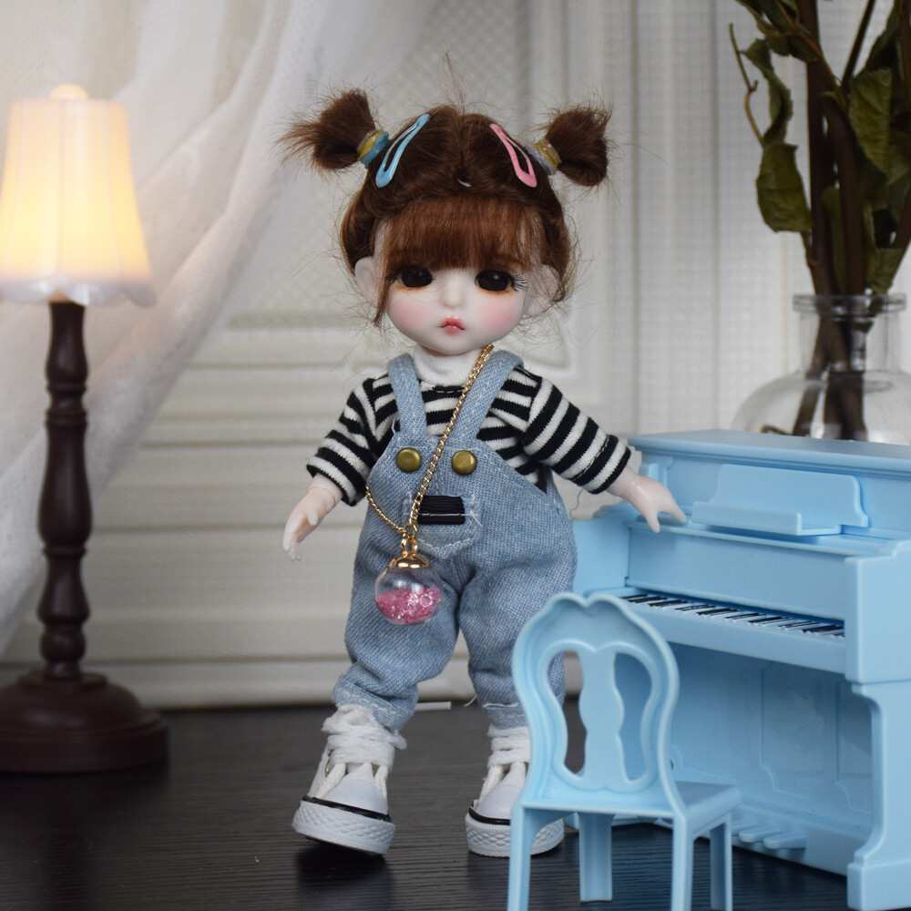 1/12 BJD Doll Mini Girl Doll Kids Toy with Brown Wigs Full Clothes Shoes Makeup eBay