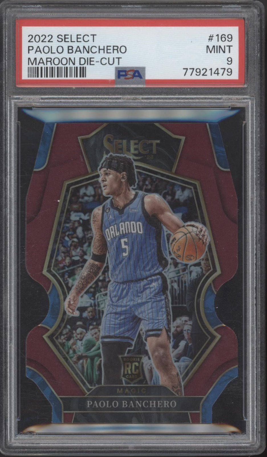 Paolo Banchero 2022-23 Panini Select Die-Cut Maroon Prizm RC 096/175 #169 PSA 9