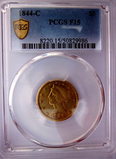 1844-C LIBERTY HEAD HALF EAGLE $5 DOLLAR GOLD CHARLOTTE MINT PCGS RARE DATE COIN