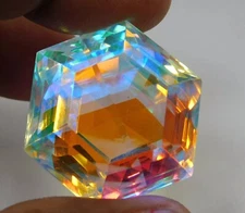 A1 Rainbow Mystic Topaz Brazilian Hexagonal Cut 50.00 Ct Multicolor Gemstone