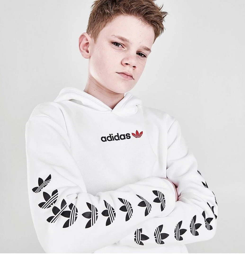KIDS ADIDAS ORIGINALS REPEAT TREFOIL PULLOVER HOODIE Sz. M