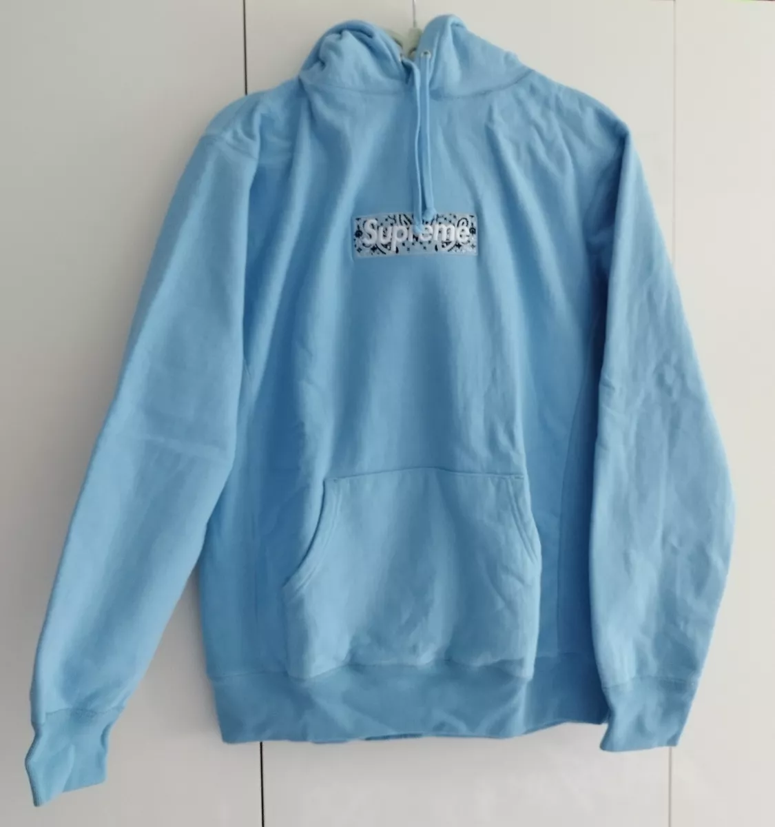 Supreme Bandana Box Logo Hooded Sweatshirt Light Blue Men's - FW19