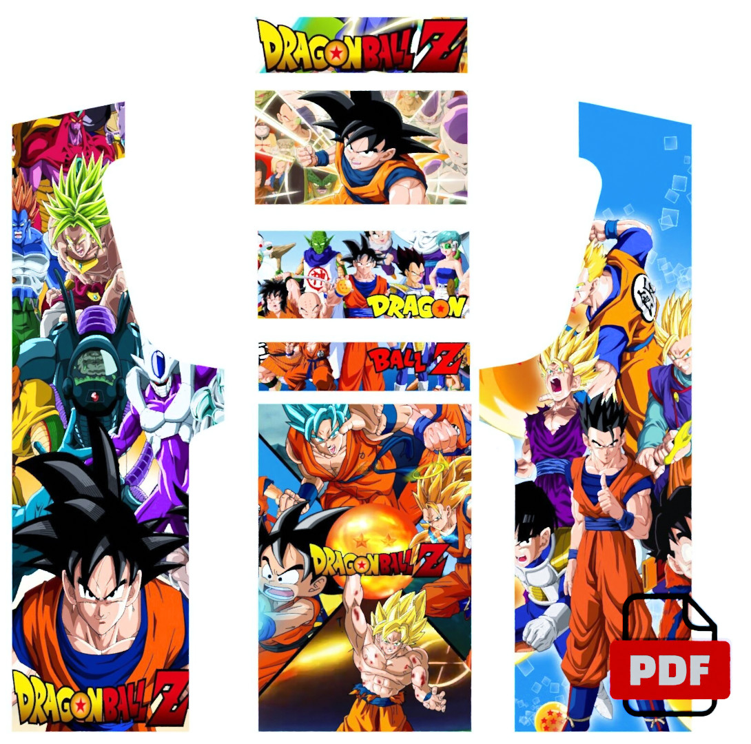 Art déco PDF Dragon Ball Z borne arcade MAME panel et marquee pack graphique rétrogaming