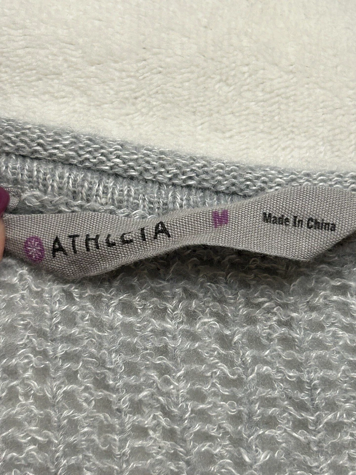 Suéter Top Athleta Gris Medio Tejido Gofre Manga Dolman Cachemira Mezcla Lino Foto 3 de 4