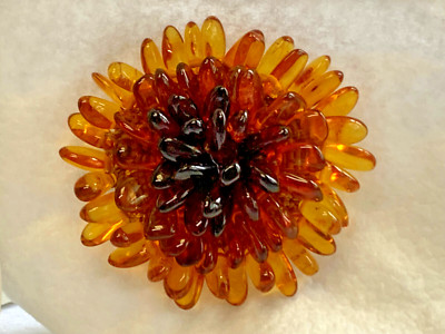 Sterling Silver Baltic Amber Brooch Artisan Crafted Pin Fine Jewelry