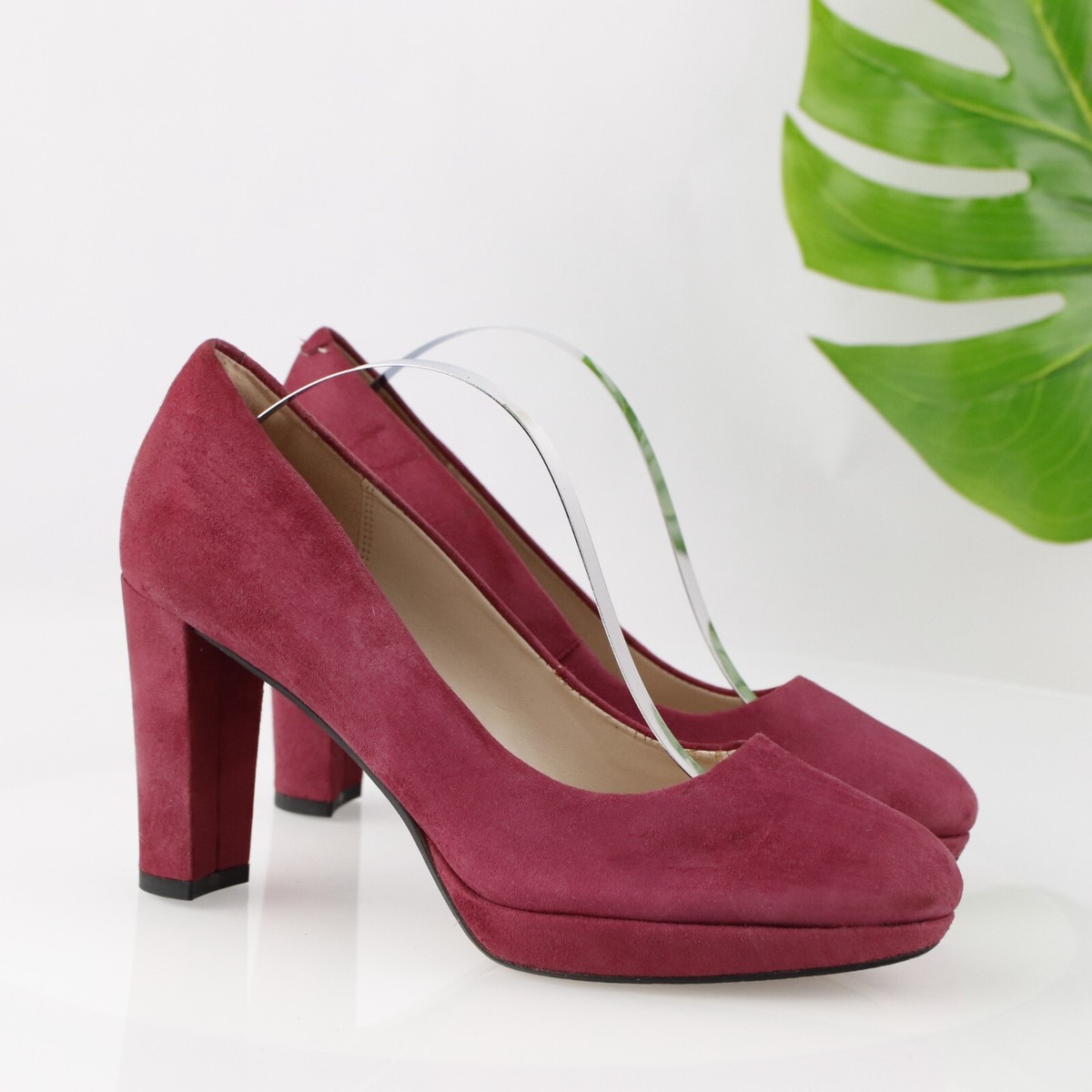 Clarks Women Kendra Sienna Pump Size 6.5 Plum Purple Suede Block