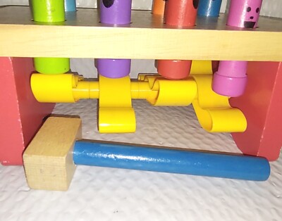 Melissa & Doug Deluxe Wooden Pounding Bench Colored Pegs with