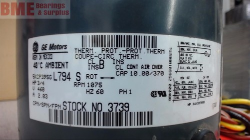 Ge 5Kcp39Sgl794 S, 3/4 Hp Fan Duty Ac Motor, 460 Volts, 1075 Rpm, Single Phase - 第 4/5 張圖片