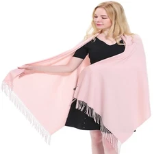 Baby Pink Thick Solid Color Design Cotton Blend Shawl Pashmina CJ Apparel *NEW*