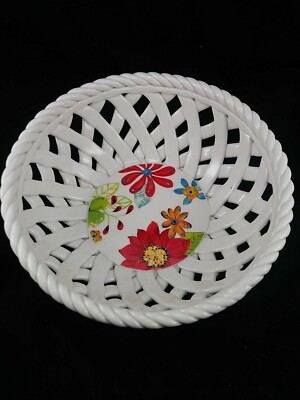 Ceramic Woven Lattice 9'' Basket By Studio California Floral Design